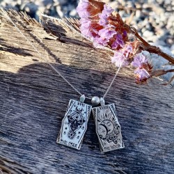 Combine Two Tarot Cards in one Chain Necklace  Combine Two Tarot Cards in one Chain Necklace